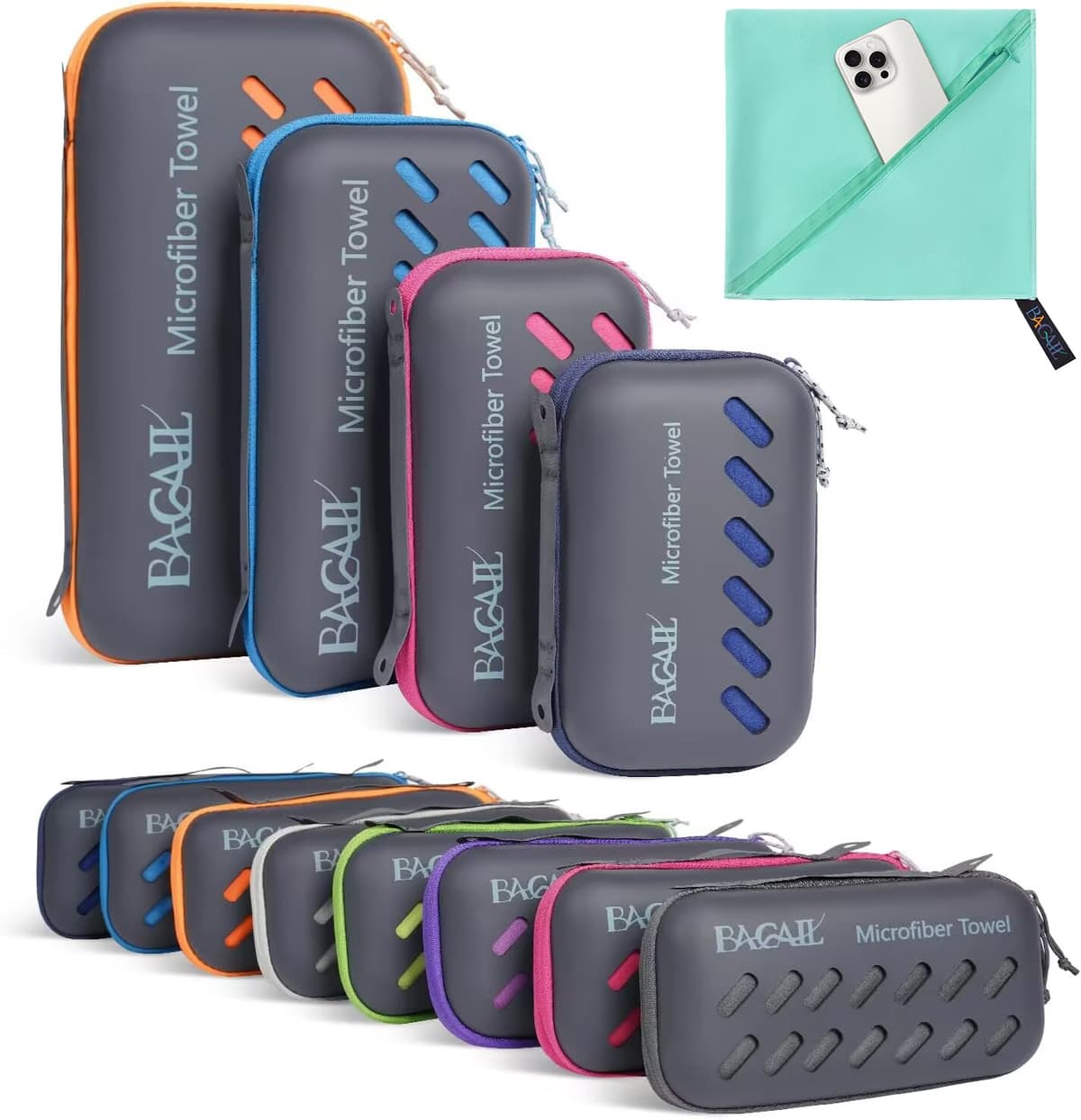 BAGAIL Toallas de Viaje de Microfibra, Toallas de Campamento, Toallas de baño y Toallas de Playa, Secado rápido - Súper absorción de Agua - Súper Compacto, Muy Adecuado para el Deporte y el Fitness — view 21