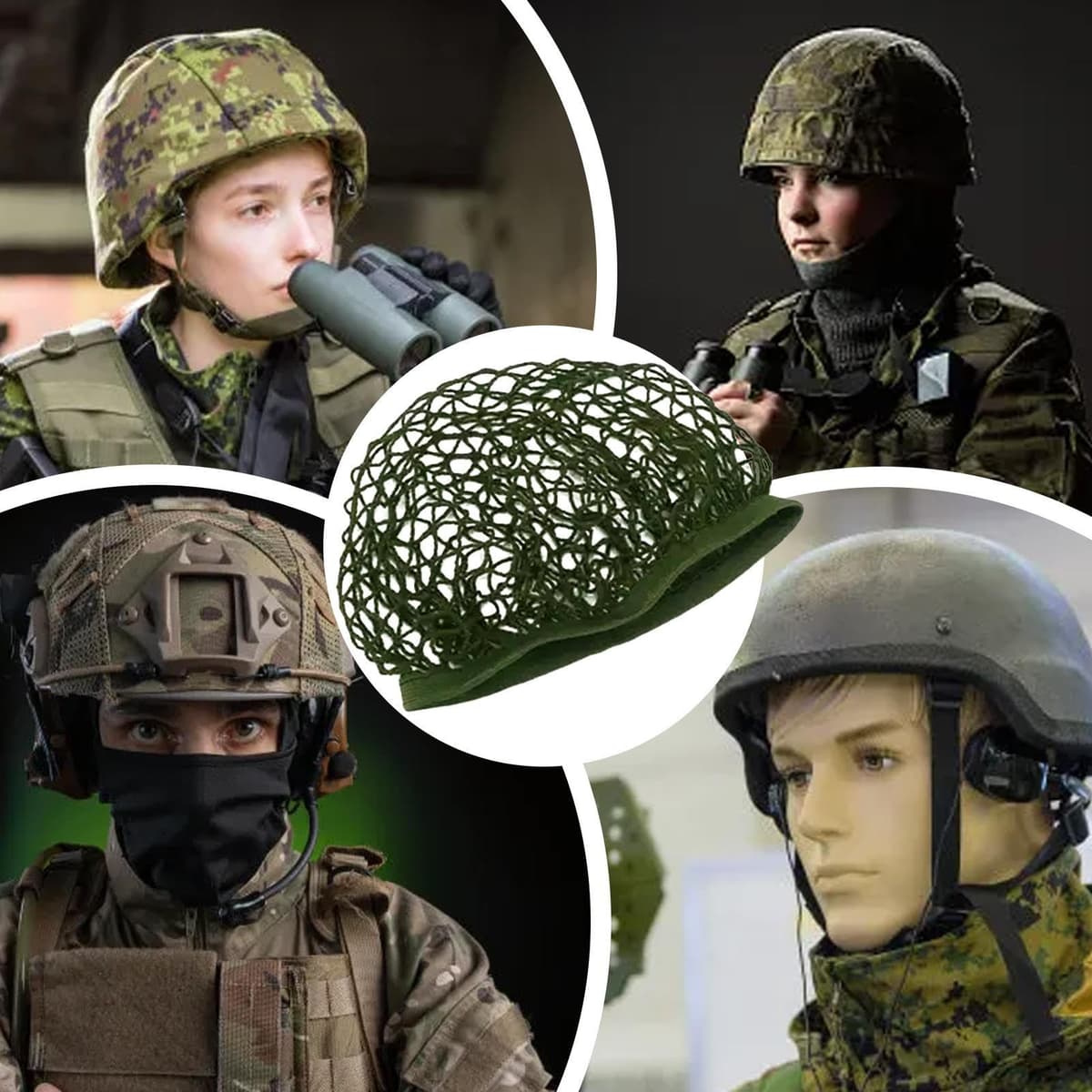Casco de red de malla | Cabeza de red de camuflaje - Diseño de malla densa | Casco de camuflaje de utilería, cubierta con banda elástica para cascos militares, funda para cascos de airsoft — view 2