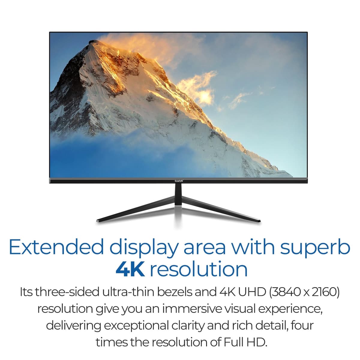 Gawfolk 32 inch 4K PC Monitor, UHD 3840 x 2160p 60HZ Computer Monitors VA Screen for Home & Office, Support HDMI 2.0, DP 1.4 (black) — view 2