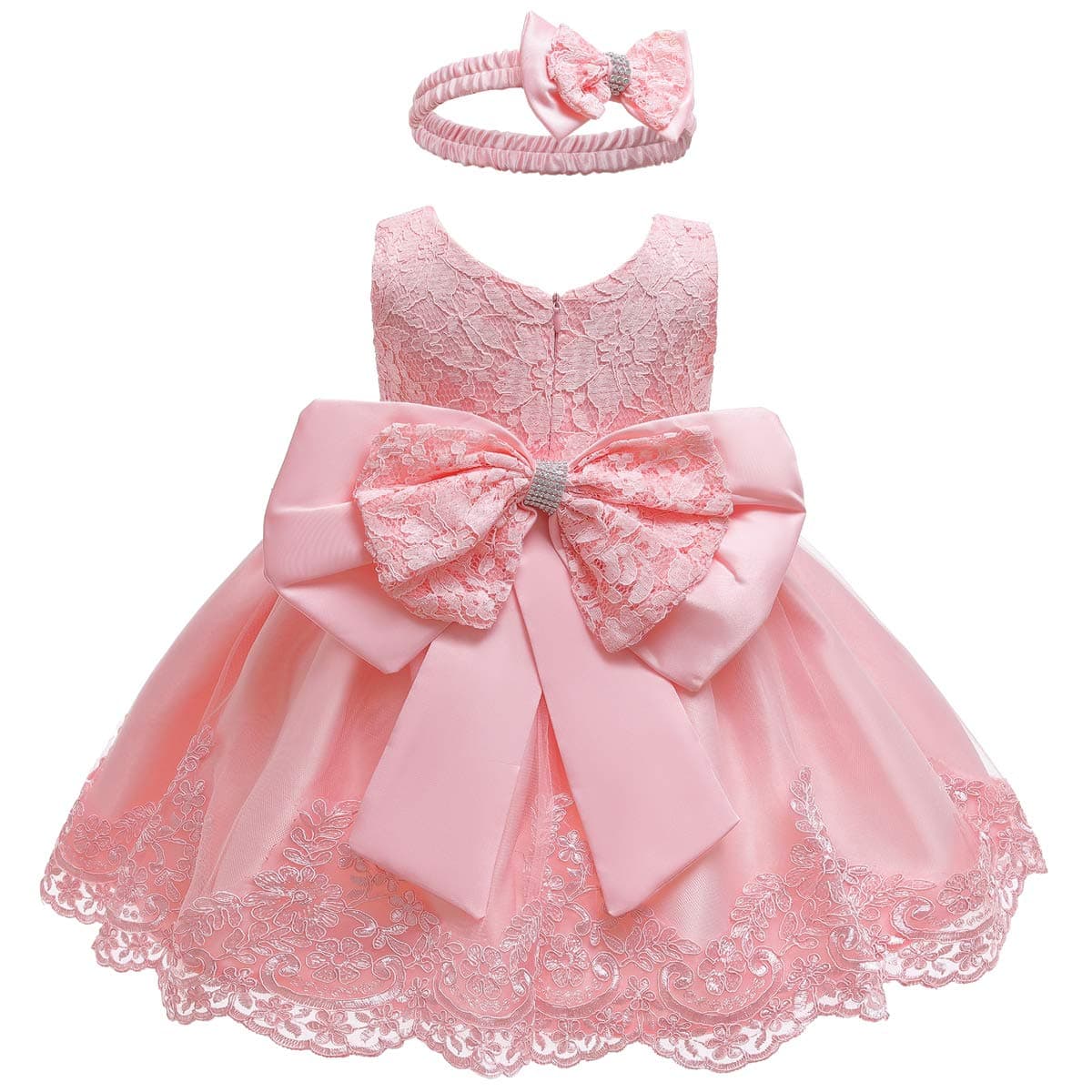 LZH Baby Girls Flower Wedding Dress Toddler Birthday Party Pageant Baptism Christening Tutu Gown Bowknot Dress — view 10