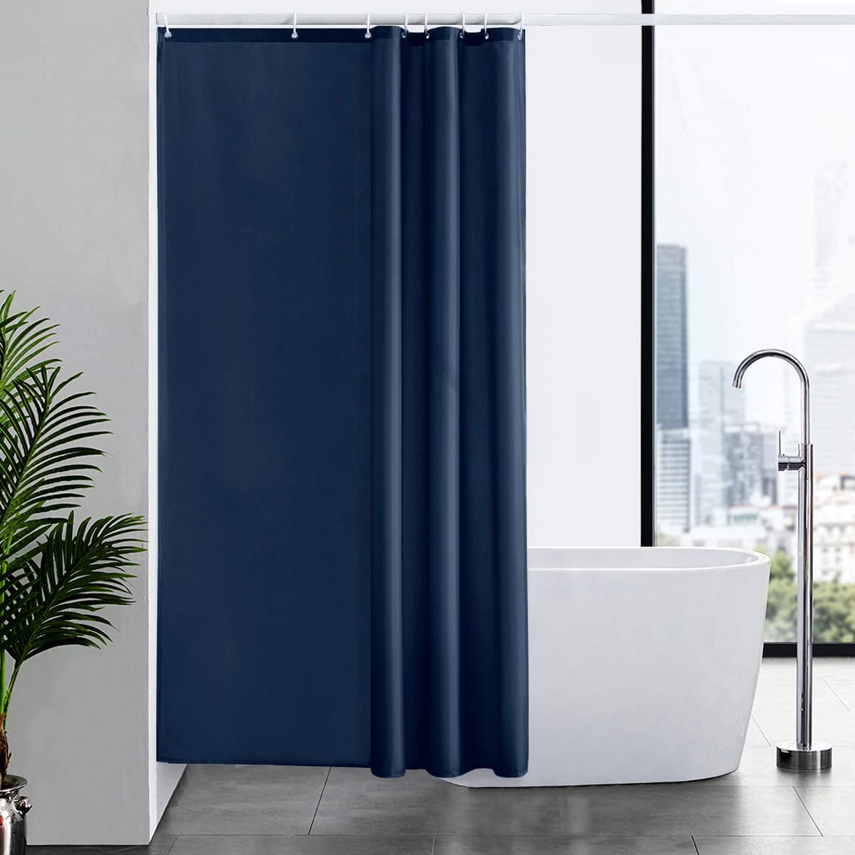 Furlinic Cortina Ducha 200x200cm Antimoho Impermeable Lavable Blanco Tela Poliéster Grandes Cortinas de Baño con 12 Aros de Cortina Ducha. — view 139
