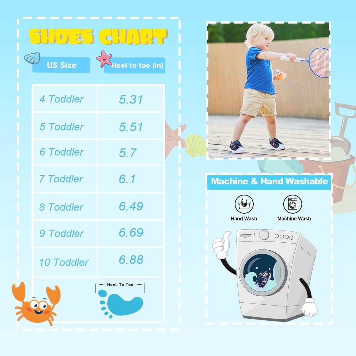 JOINFREE Toddler Boys Girls Water Shoes Breathable Qucik Dry Sport Beach Sandals Lightweight Barefoot Flexible — view 6