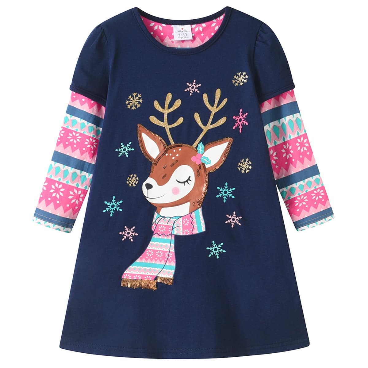 VIKITA Vestido para Niñas Manga Larga Algodón Princesa Casuales Bebe Niñas 2-8 años — view 16