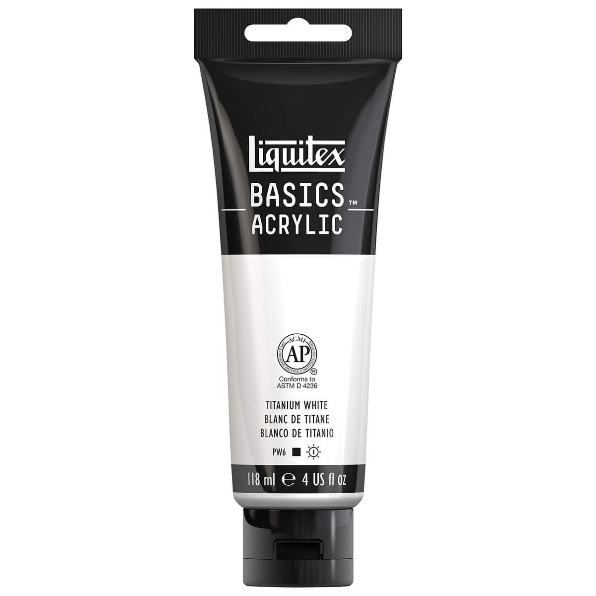 Liquitex Basic Acrylic - Tubo de Pintura Acrílica, 118 ML, Blanco (Blanco De Titanio)