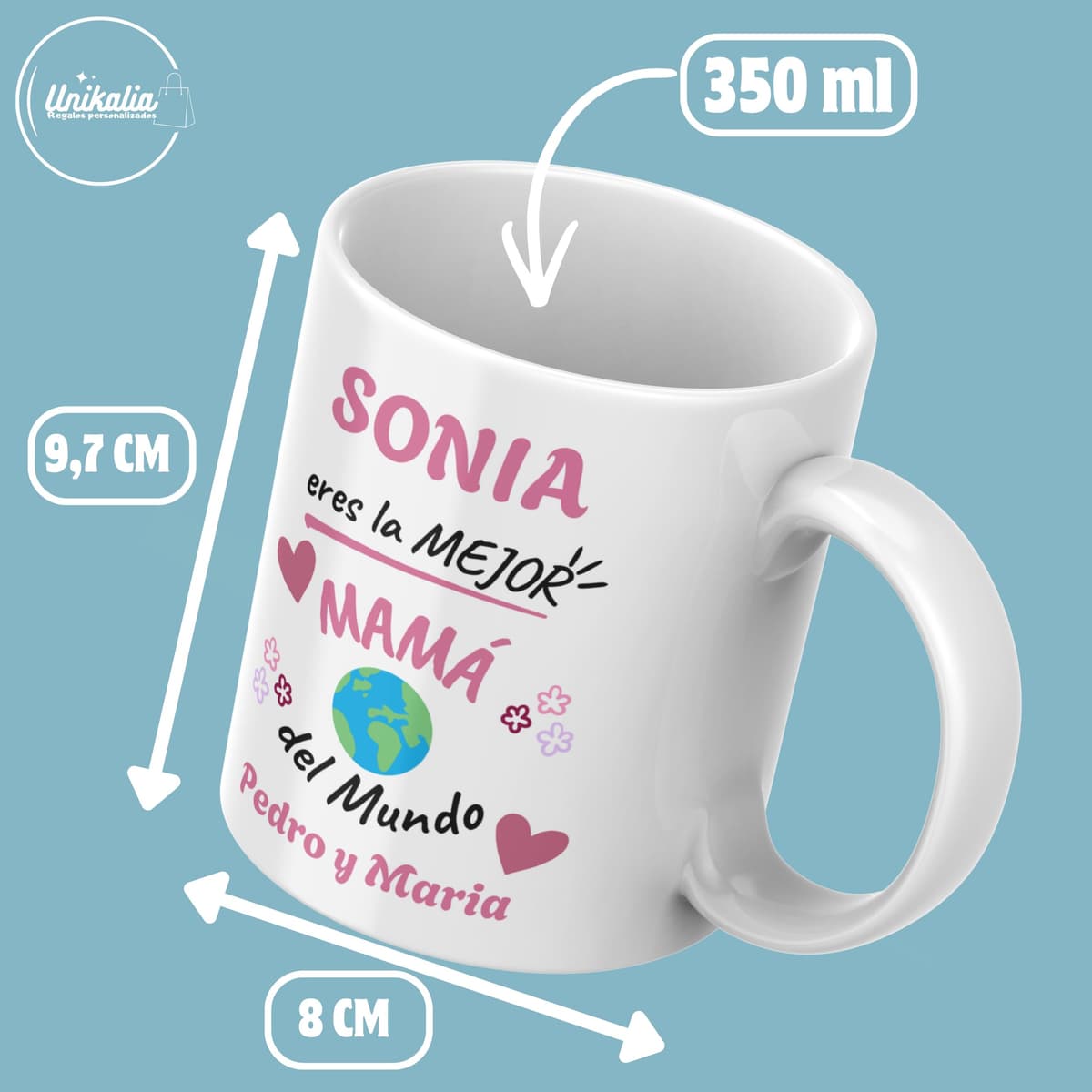 Taza Mama Con Frase y Nombre | 350ml - Calidad AAA+ | Regalos Día De La Madre, Taza Madre Divertida, Taza Personalizada Con Nombre, Regalos Para Madres, Taza Personalizada, Dia De La Madre (ROSA) — view 4