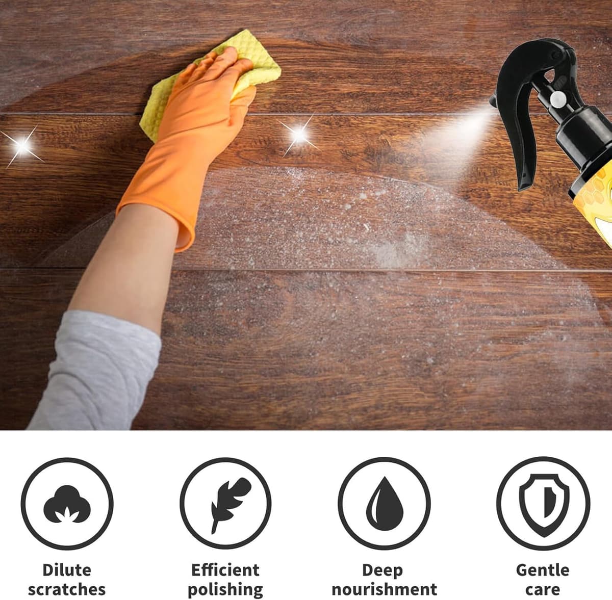 Beeswax Wood Polish Spray, 2026 Upgrade Beeswax Sprays For Wood, Natural Bees Wax Care Spray & Restorer, For Living Rooms,Kitchens,Wood Furniture Floors (1Pc) — view 3