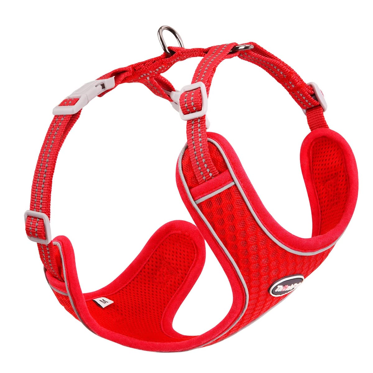 ThinkPet Reflective Breathable Soft Air Mesh No Pull Puppy Choke Free Over Head Vest Ventilation Harness for Puppy Small Medium Dogs (Red,L)
