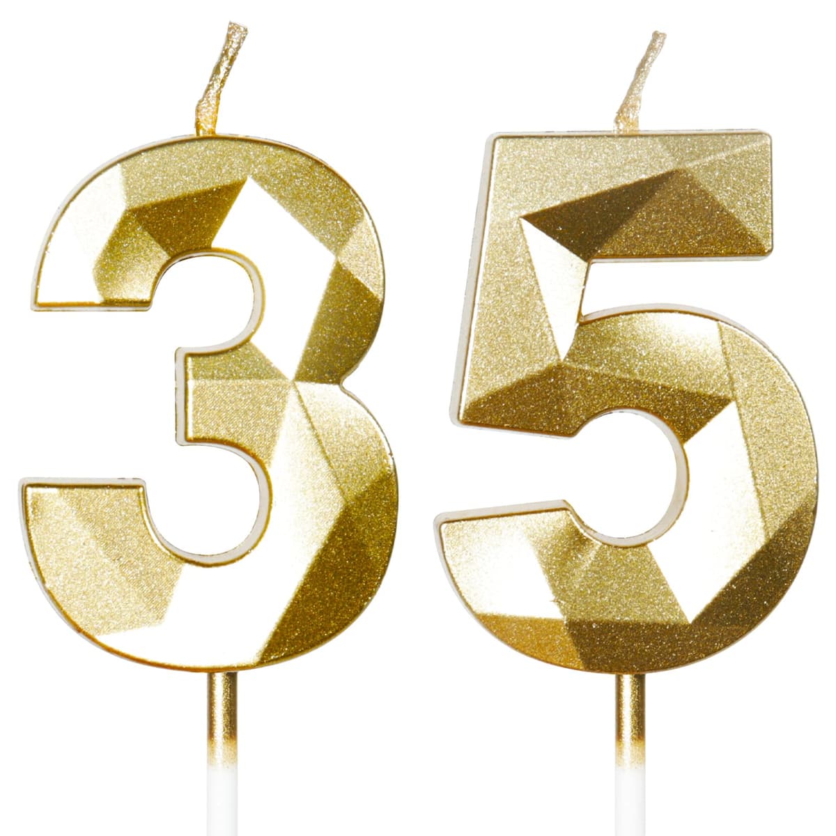 Yiran 50th Birthday Candles, Gold Number 50 Happy Birthday Candles, Cake Topper Decorations for Birthday Party, Wedding Anniversary Celebration Supply — view 183