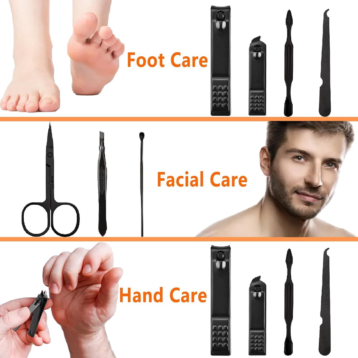 Manicure Set for Men Nail Clippers Set Personal Care Travel Manicure Kits Manicure Set Nail Clippers Pedicure Kit Basic Nail Care Tools Gift for Men — view 2