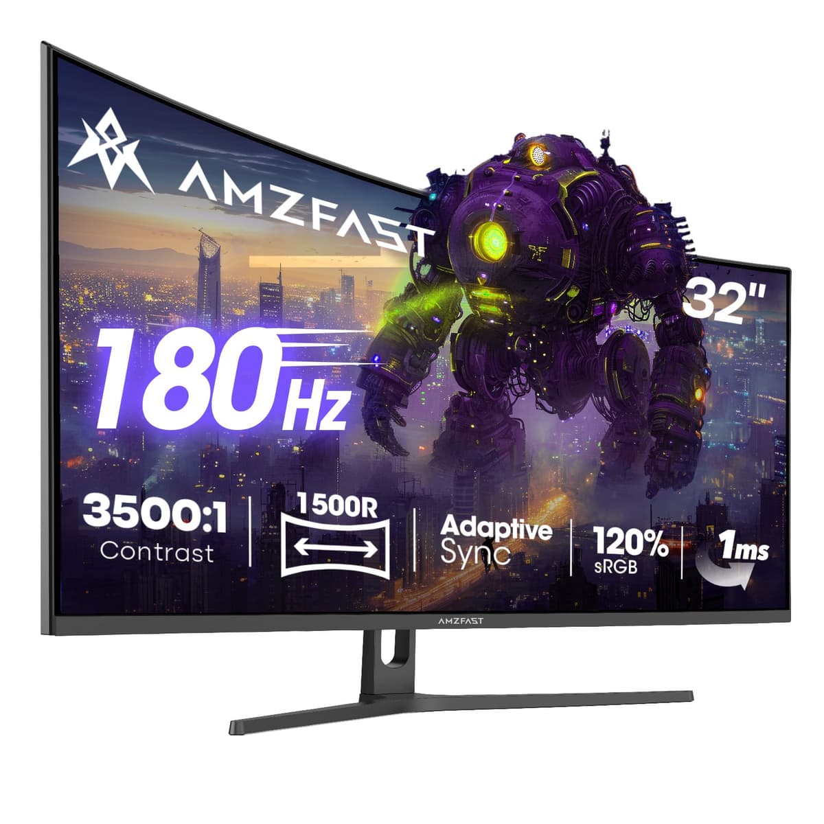 Amzfast 34 Inch Curved Gaming Monitor, 3440x1440p UWQHD, 240Hz, 1ms MPRT, 1500R Curved Screen, Adaptive Sync, HDR, 3000:1 Contrast, 130% sRGB, HDMI2.1&DP1.4, VESA 75x75mm, PIP/PBP, AMZG34C5Q Pro — view 20
