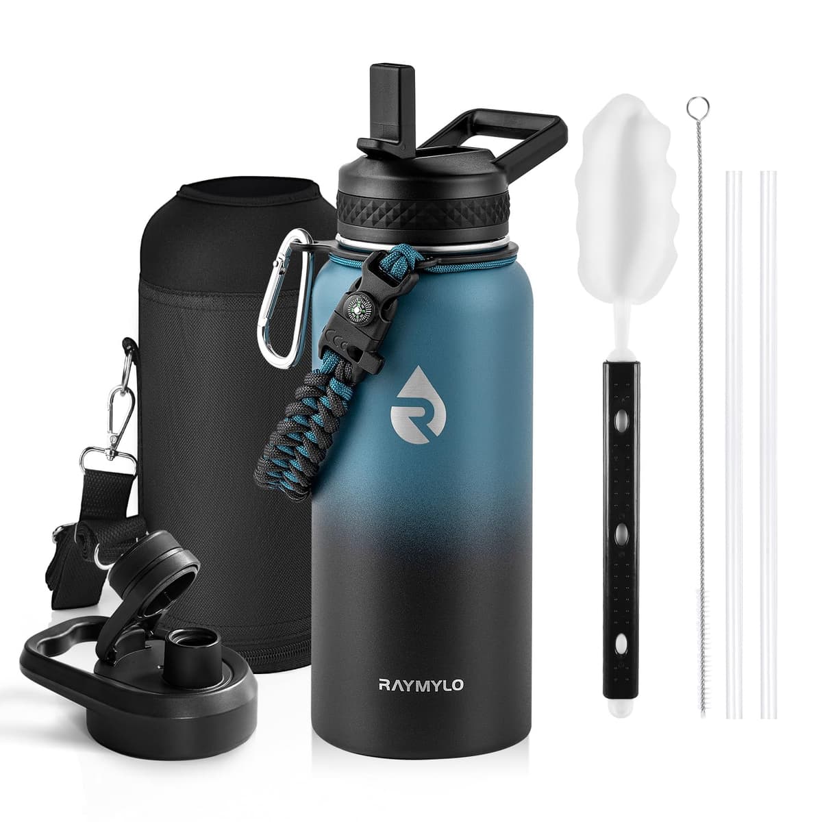 RAYMYLO One Gallon Water Bottle Insulated, Triple Walled Vacuum Stainless Steel (Cold for 48 Hrs), Leak Proof & Non-BPA, Large Water Flask Jug with Paracord Handle & Straw Spout Lids — view 48