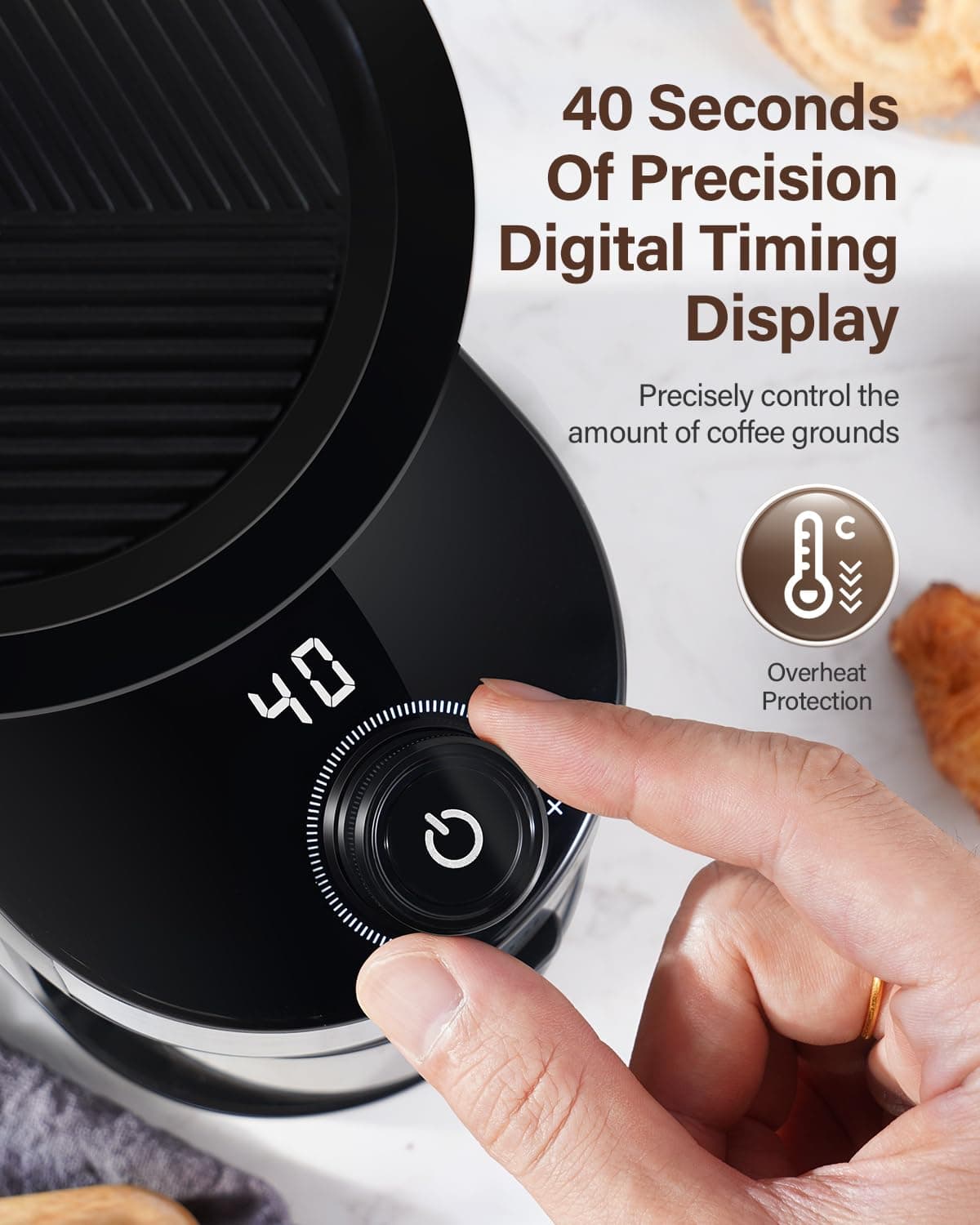 SHARDOR Burr Coffee Grinder Electric with 32 Grinding Sizes 3.0, Coffee Grinders for Home Use with 40 Seconds Adjustable Electronic Timer, Coffee Bean Grinder with Chamber Cleaning Button — view 4