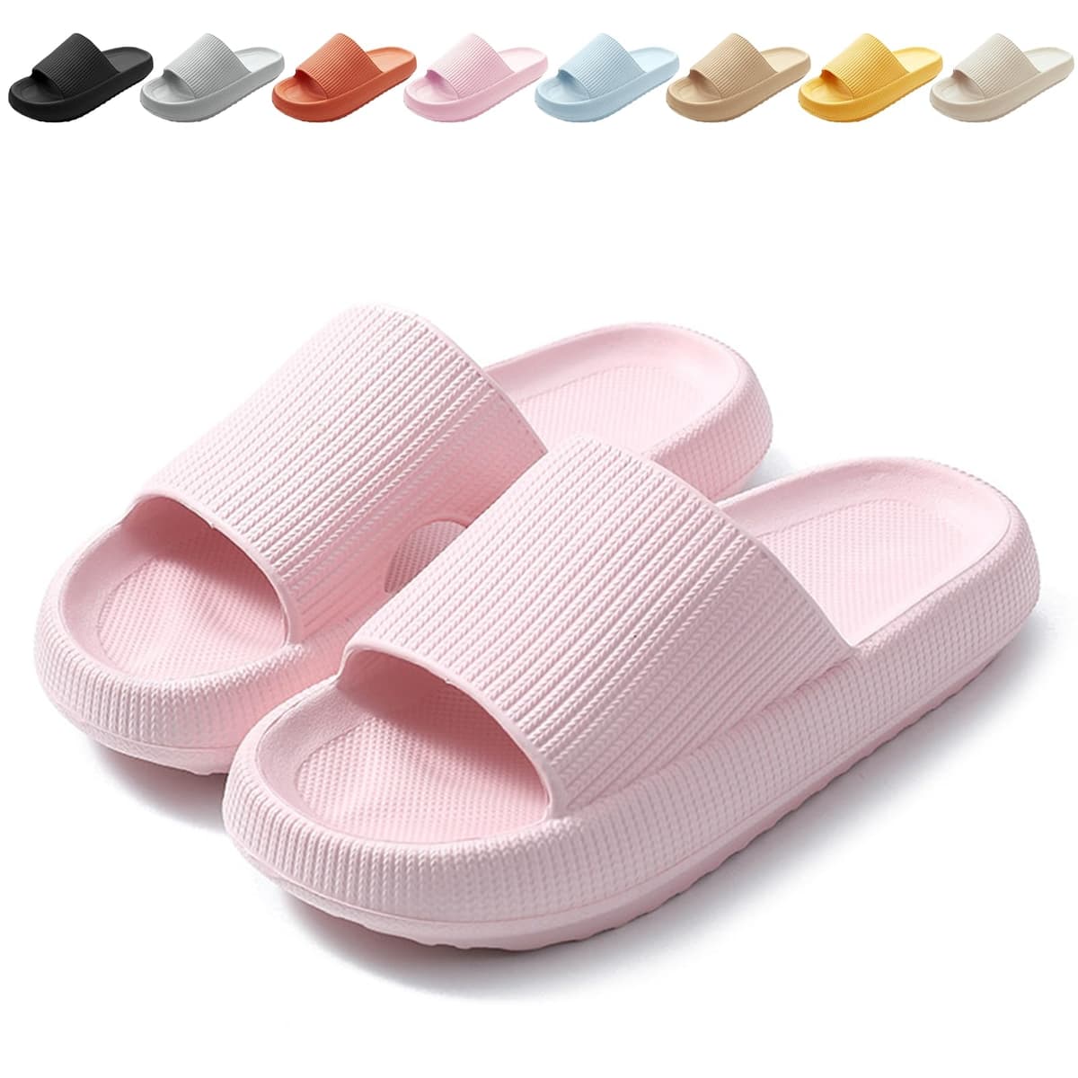 BHFRGAS Sliders Cloud Slippers Women Men，Non-Slip Mens Womens Slippers Cloud Sliders，Soft Flip Flops with Thick Sole for Shower Bathroom Pool Beach — view 9