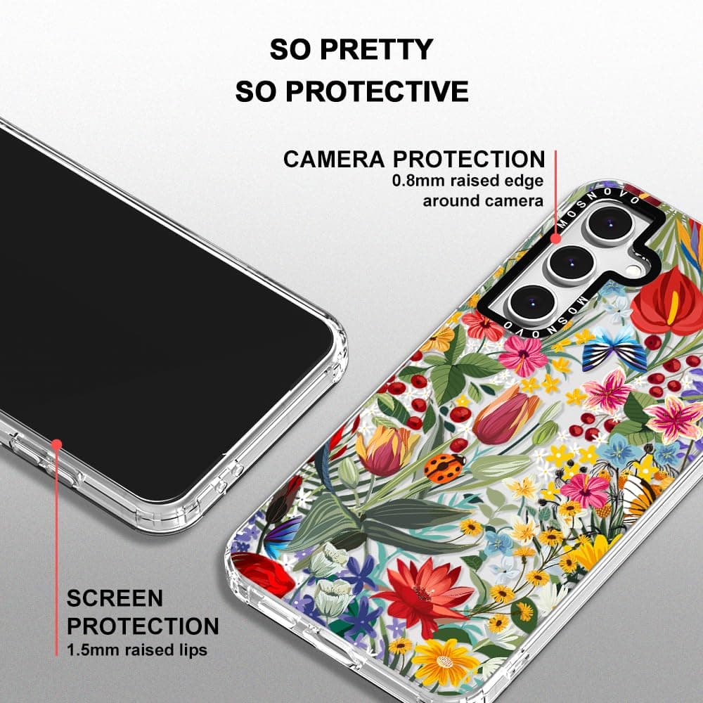 MOSNOVO Case for Samsung Galaxy S24 FE, [Buffertech 6.6ft Military-Grade Drop Protection] [Anti Peel Off Tech] Clear TPU Bumper Phone Case Cover Design - In The Garden — view 4