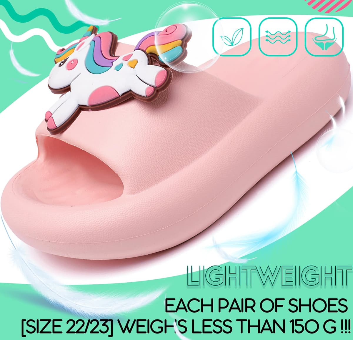 Vunavueya Chanclas de Baño Antideslizantes para Niños y Niñas - Ultraligeras <150g (Tallas 22/23 EU) - 20-36 EU, Sandalias Zapatillas EVA para Baño, Playa, Piscina, Jardín Interior y Exterior — view 3