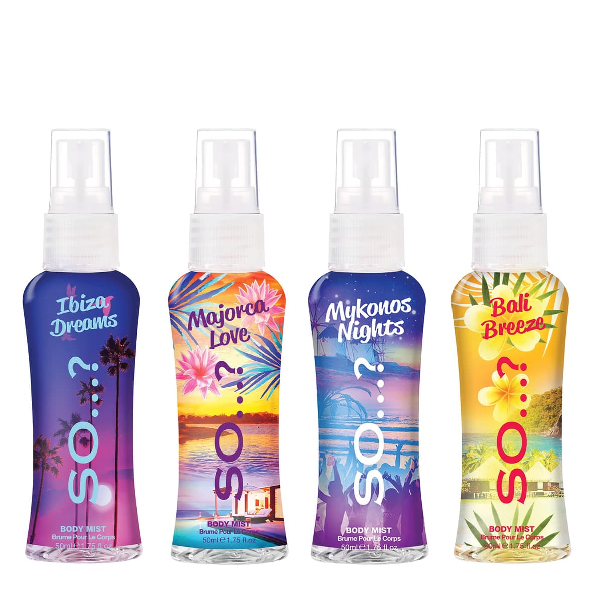 So…? Escapes Womens Gift Set, with Ibiza Dream, Bali Breeze, Mykonos Nights & Majorca Love, Fragrance Spray Set (4 x 50ml) — view 2