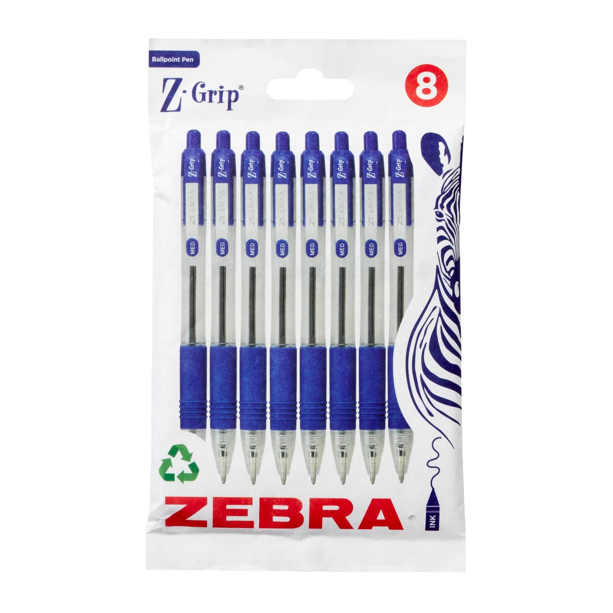 Zebra Pen Z Grip Black Ballpoint Pens with Pocket Clip 8pk, Retractable Black Ink Ballpoint Pens, Reliable Black Biro Pens Multipack for Everyday Use Design, New Pack Size 8pk — view 13