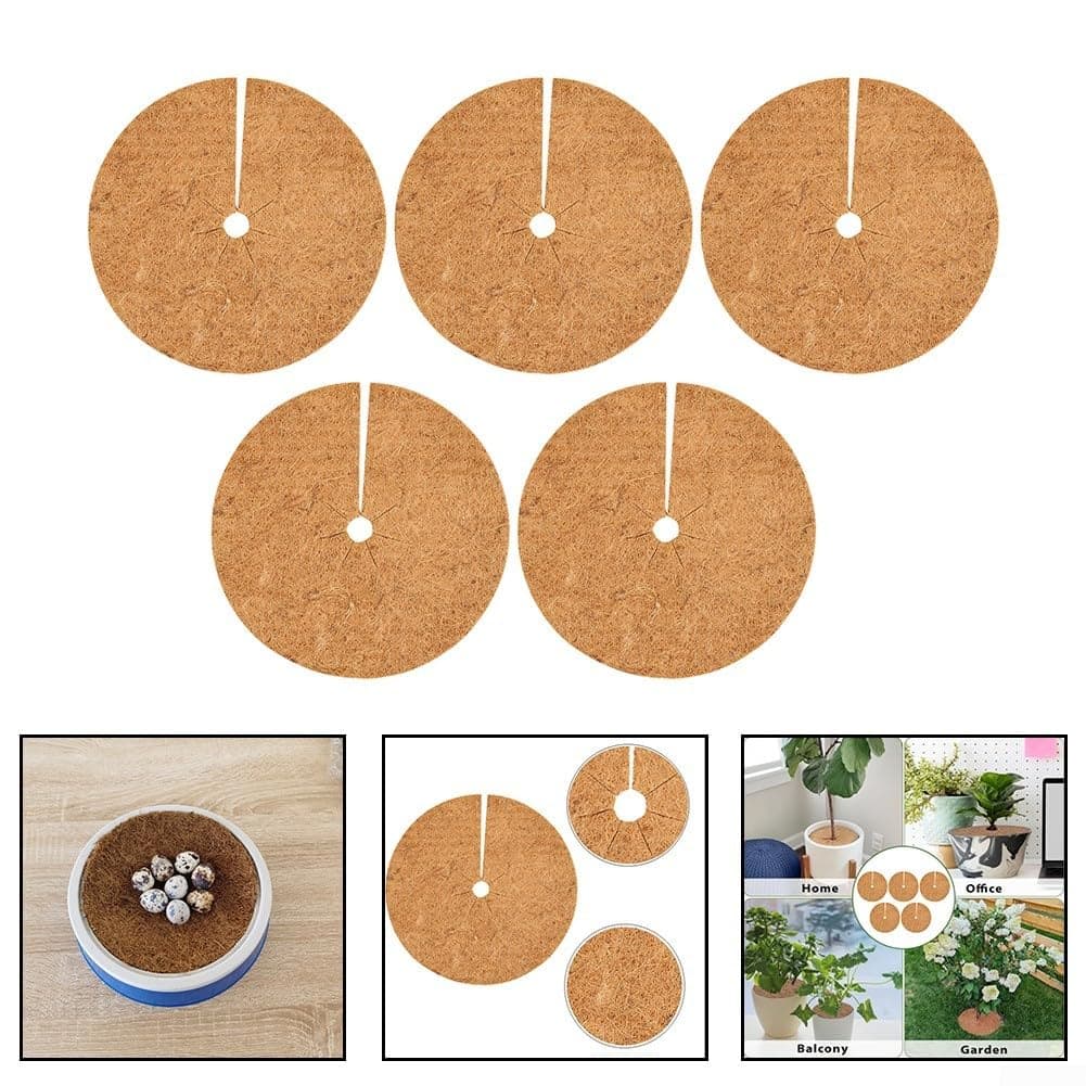 Natural Round Flat Mat Crafted from Coconut Husk Fibers to Protect Plant Stems and Minimize Unwanted Grass Spread in Ground Beds (23CM) — view 2