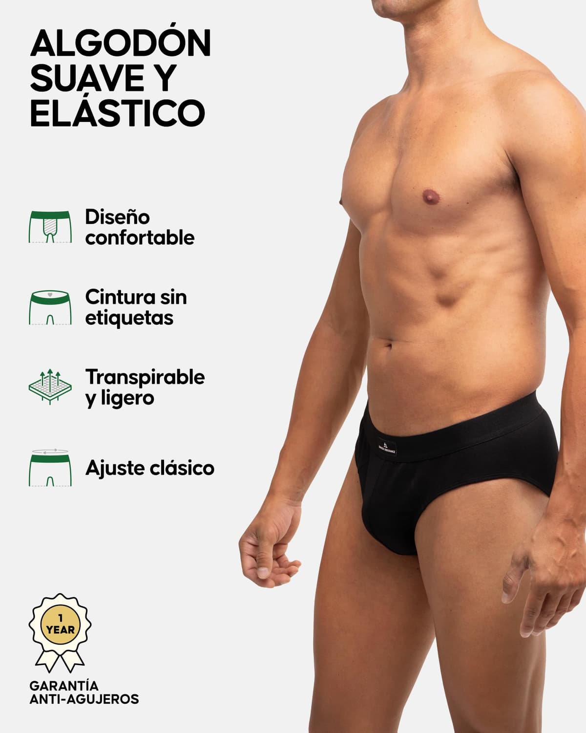 DANISH ENDURANCE Calzoncillos Hombre Slip, Slips Hombre Algodon, Transpirables, Pack de 3 - Ropa Hombre, Ropa Interior — view 2