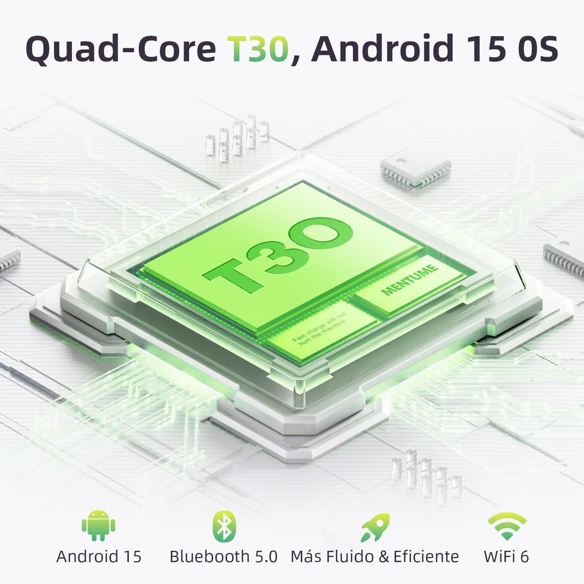 Tablet 10 Pulgadas, Tableta Android 15 con Funda, Unisoc T30 Quad-Core, 18 GB RAM + 128 GB ROM + 1 TB TF, Pantalla HD IPS 1280x800, Cámara Dual 5MP + 8MP, 6000 mAh, WiFi 6, BT 5.0, Widevine L1 (K70) — view 2