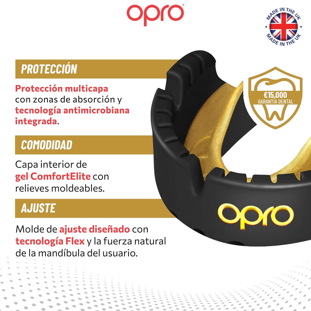 OPRO Protector bucal para brackets Gold Level, protector bucal deportivo con excelente comodidad, protección y ajuste, protector bucal para rugby, boxeo, lacrosse, MMA, artes marciales, hockey — view 3