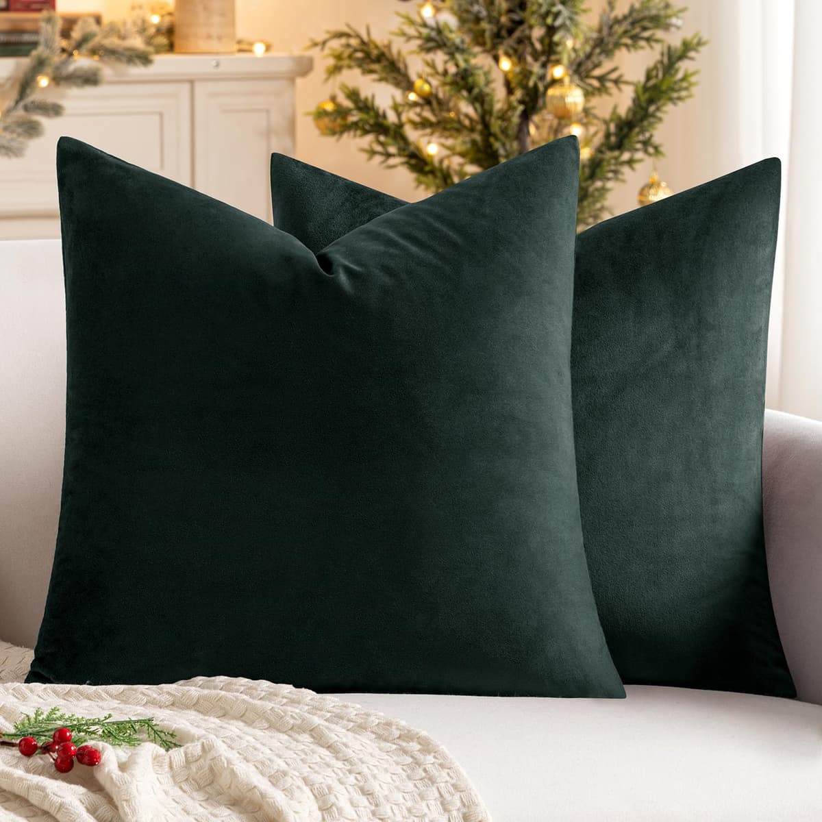 MIULEE Pack of 2 Fall Velvet Soft Solid Decorative Throw Pillow Covers Square Cushion Cases for Sofa Couch Bedroom Living Room Car Home Decor 18 x 18 Inch 45 x 45 cm Orange — view 17