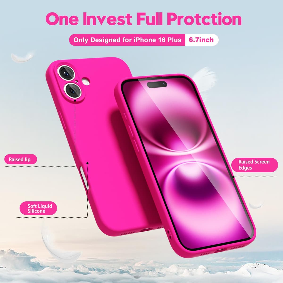oakxco for iPhone 17 Pro Max Phone Case Liquid Silicone, Cute Thin Slim Grip Soft Rubber Gel for Women Men, Smooth Matte TPU Plain Solid Color Girly Simple Case with Camera Cover, Light Pink — view 371