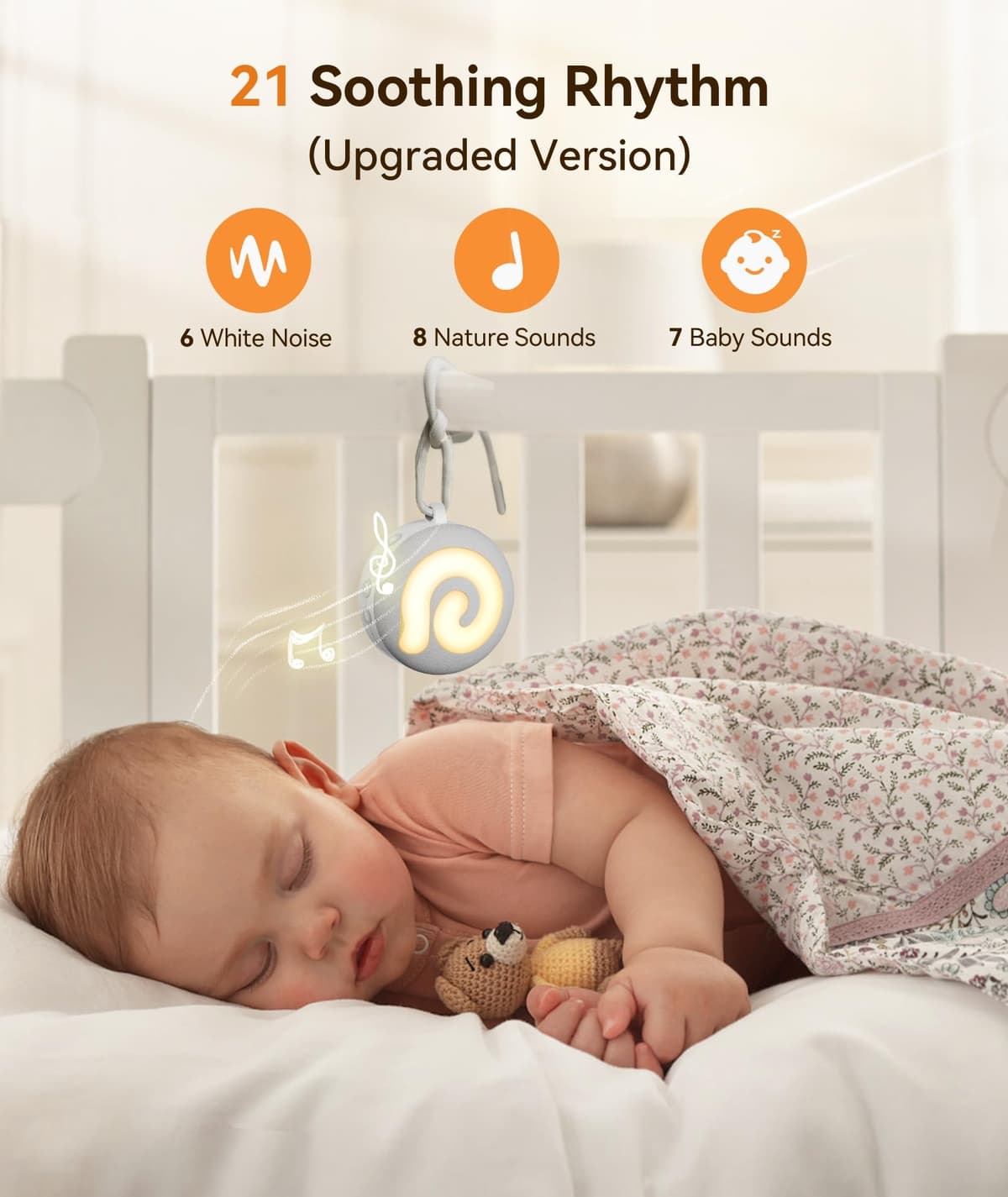 Dreamegg White Noise Machine, D11 Portable Sound Machine with Night Light for Baby Kids Adults, 21 Soothing Sounds Therapy for Sleeping Nursery Travel, USB Rechargeable Continuous or Timer Baby Gift — view 3