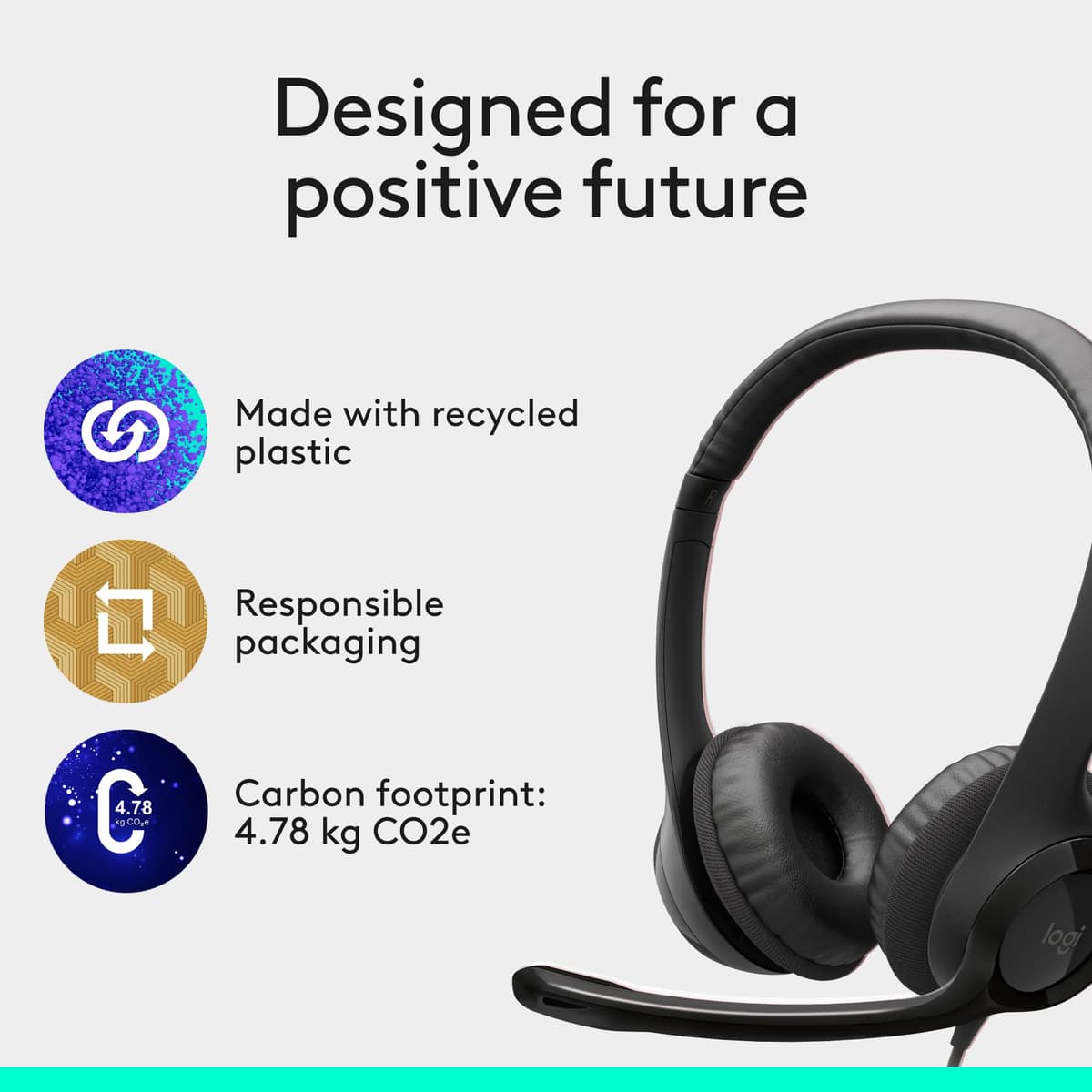 Logitech H390 Wired Headset for PC/Laptop, Stereo Headphones with Noise Cancelling Microphone, USB-A, In-Line Controls, Works with Chromebook - Black — view 10