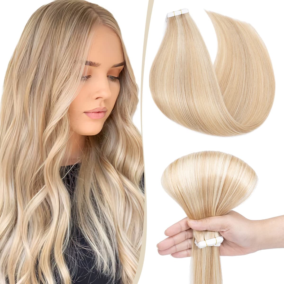12"(30cm) SEGO 10PCS Extensiones Adhesivas Naturales Pelo Humano sin Clip [#4/27 Castaño Chocolate/Rubio Oscuro] Cabello 100% Remy Liso Balayage Tape in Human Hair (20g) — view 36