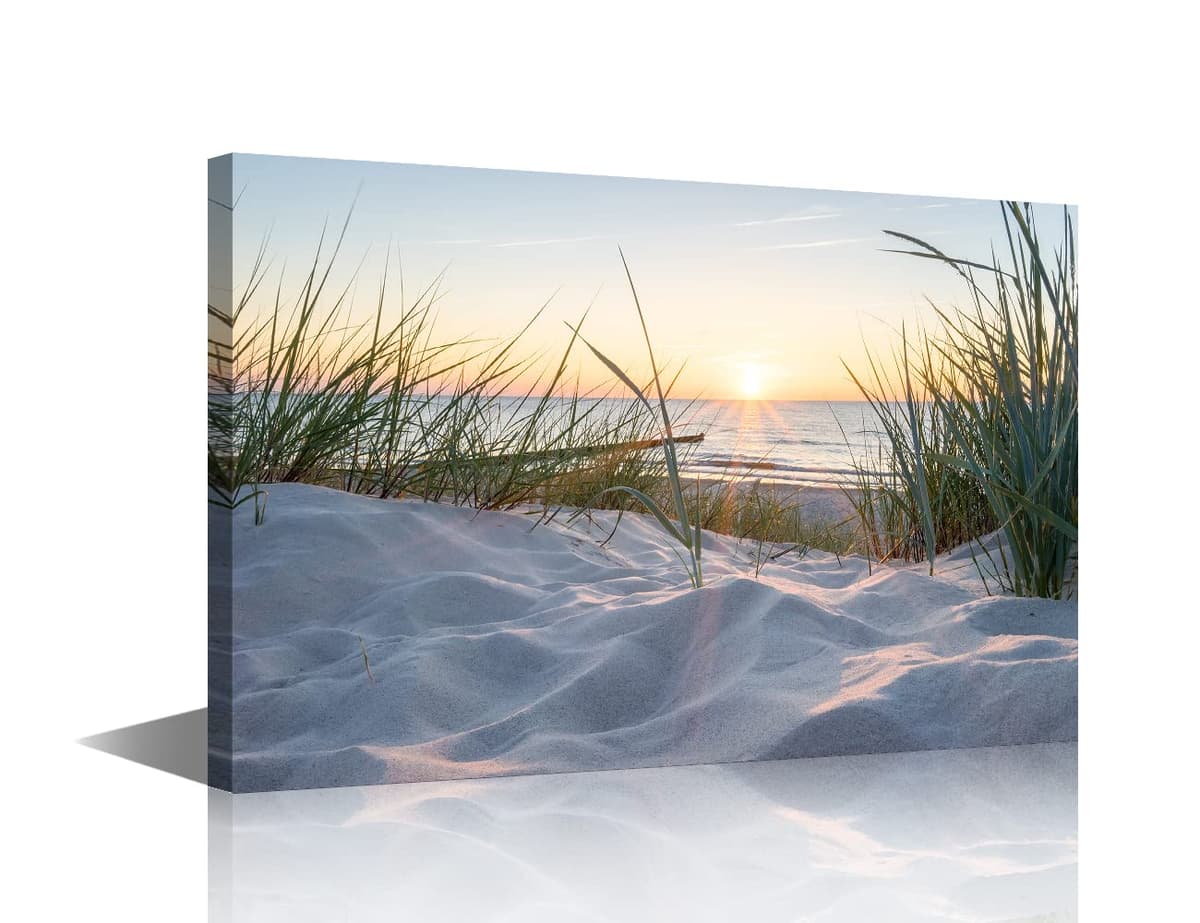 Wall Art for Living Room Beach Canvas Art Wall Decor Blue Sea Sunset Pictures Print on Canvas Natural Landscape Painting Seascape Artwork Stretched Framed Ready to Hang 12x18inch — view 44