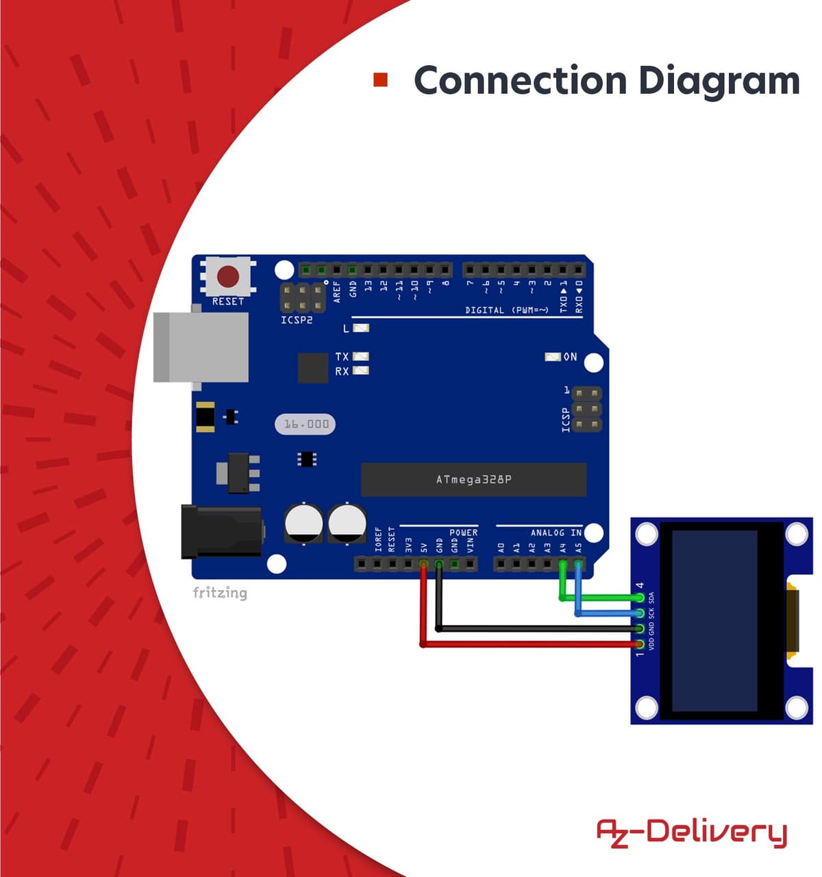 AZDelivery 1.3-inch I2C IIC OLED Display SH1106 128x64 Pixels 3.3V White Character Display Compatible with Arduino and Raspberry Pi Including E-Book! (Pack of 3) — view 4
