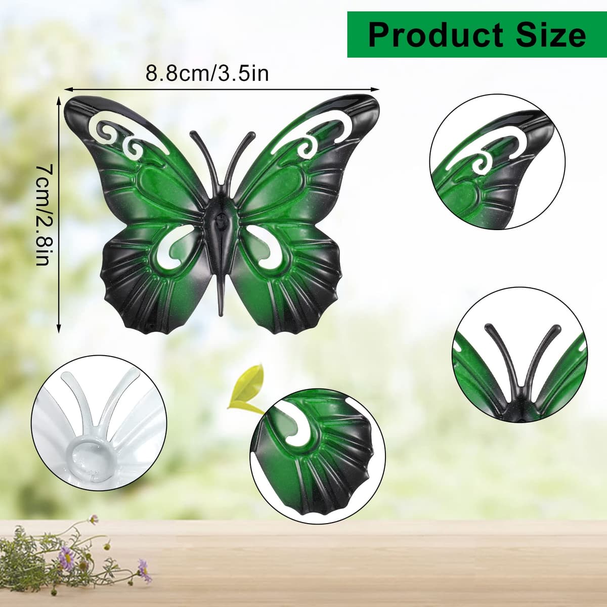 Dacitiery 6PCS Garden Butterfly Metal Wall Art Decorations Butterflies Sculptures Fence Ornaments (3.5 x 2.8 Inch, 6 Coloured) — view 2