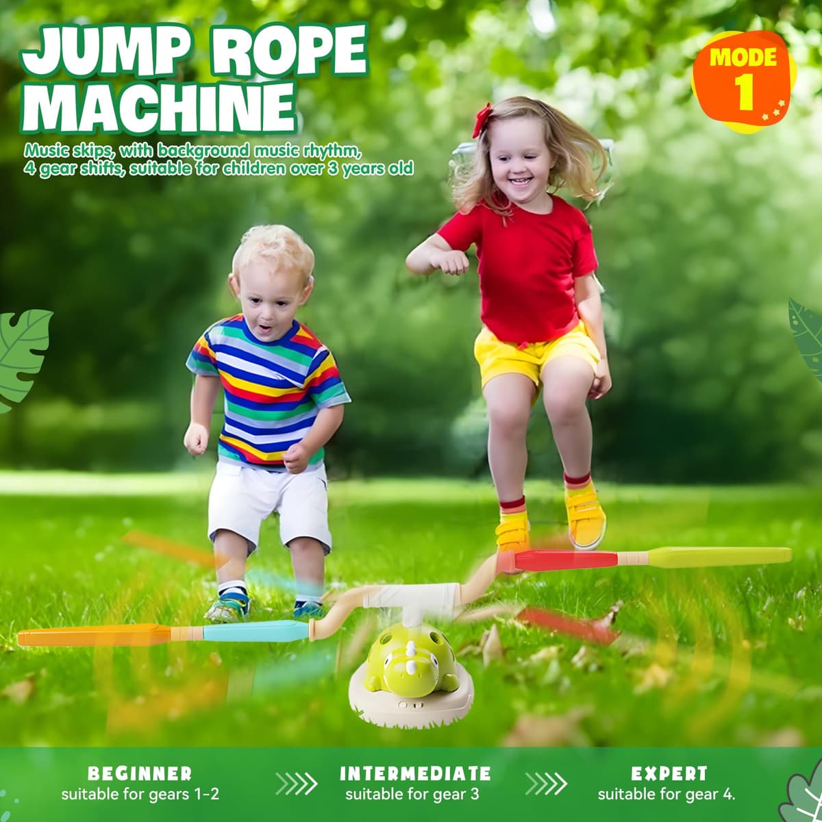 Outdoor Toy 3 in 1 for Children + 3 Years - Multifunctional Sports Set with Jump Rope, Ring Launcher and Rocket, 4 Speed, Music and Controller for Garden/Camping/Family — view 3