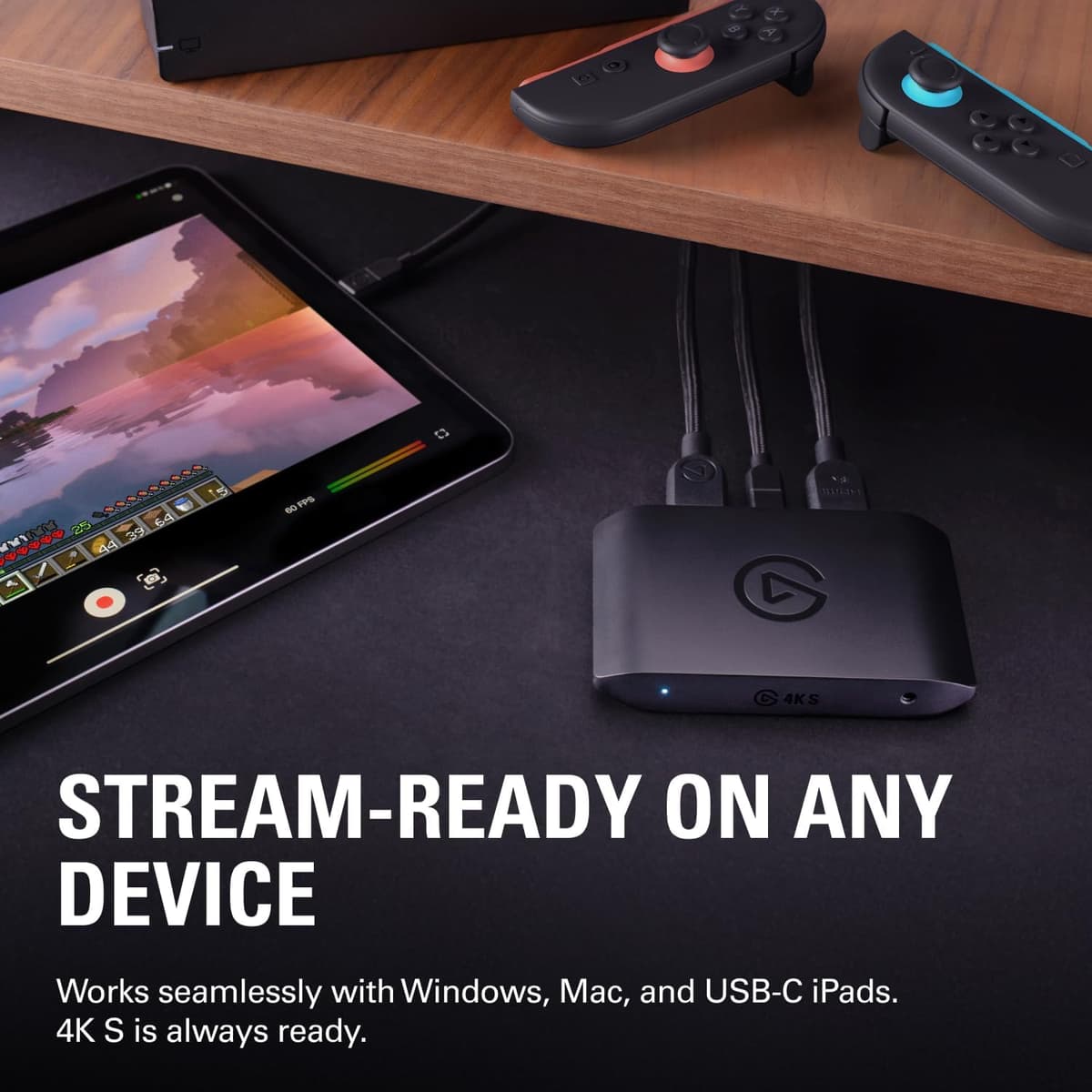 Elgato 4K S External Capture Card for PS5, Xbox Series X/S, Switch 2, PC, Mac, iPad | Pass and Capture in 4K60, 1440p120 or 1 — view 5