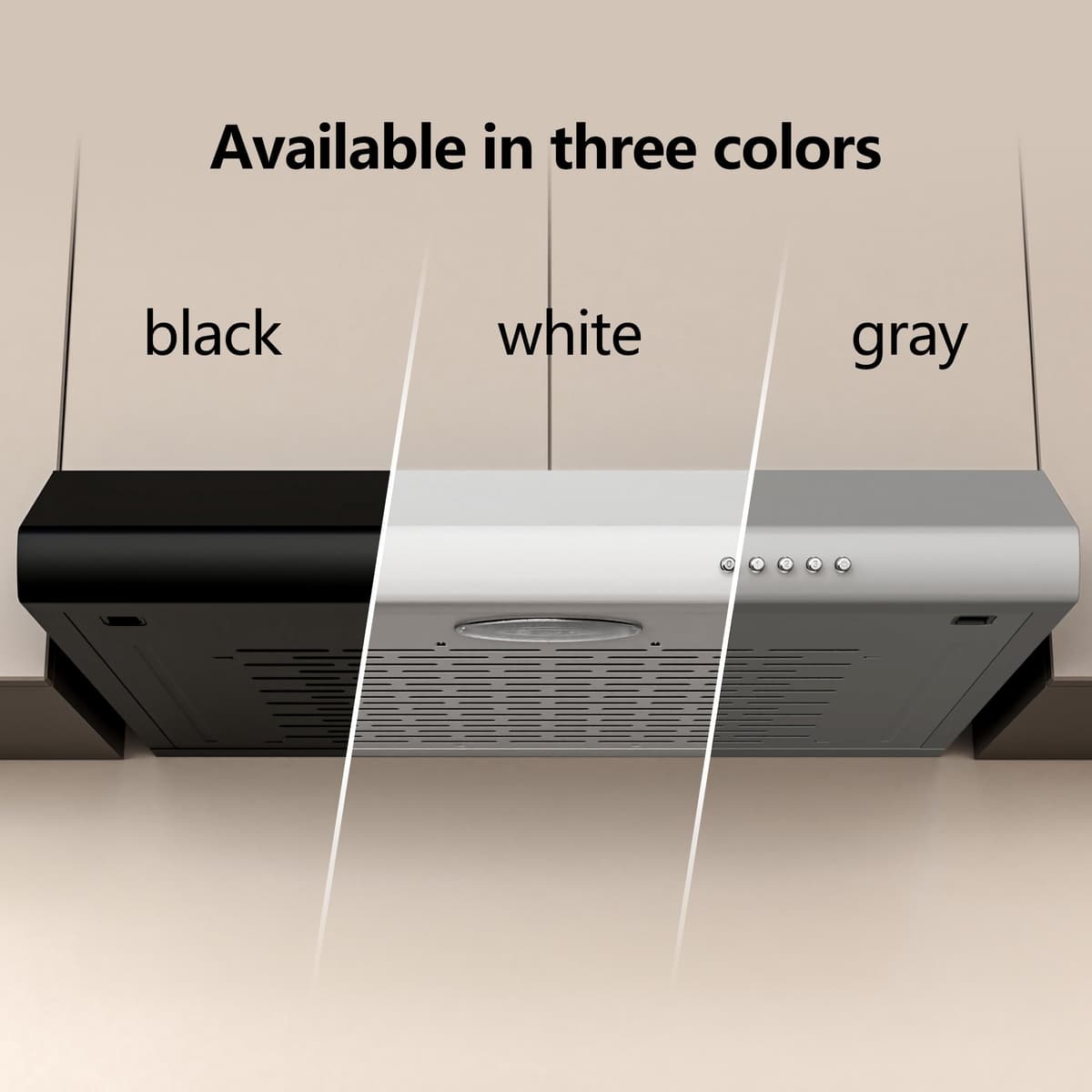 FIREGAS 60cm Visor Cooker Hood Undercabinet Hood Wall Mounted Kitchen Extractor Fan 600mm Top Vented Range Hood, White — view 4