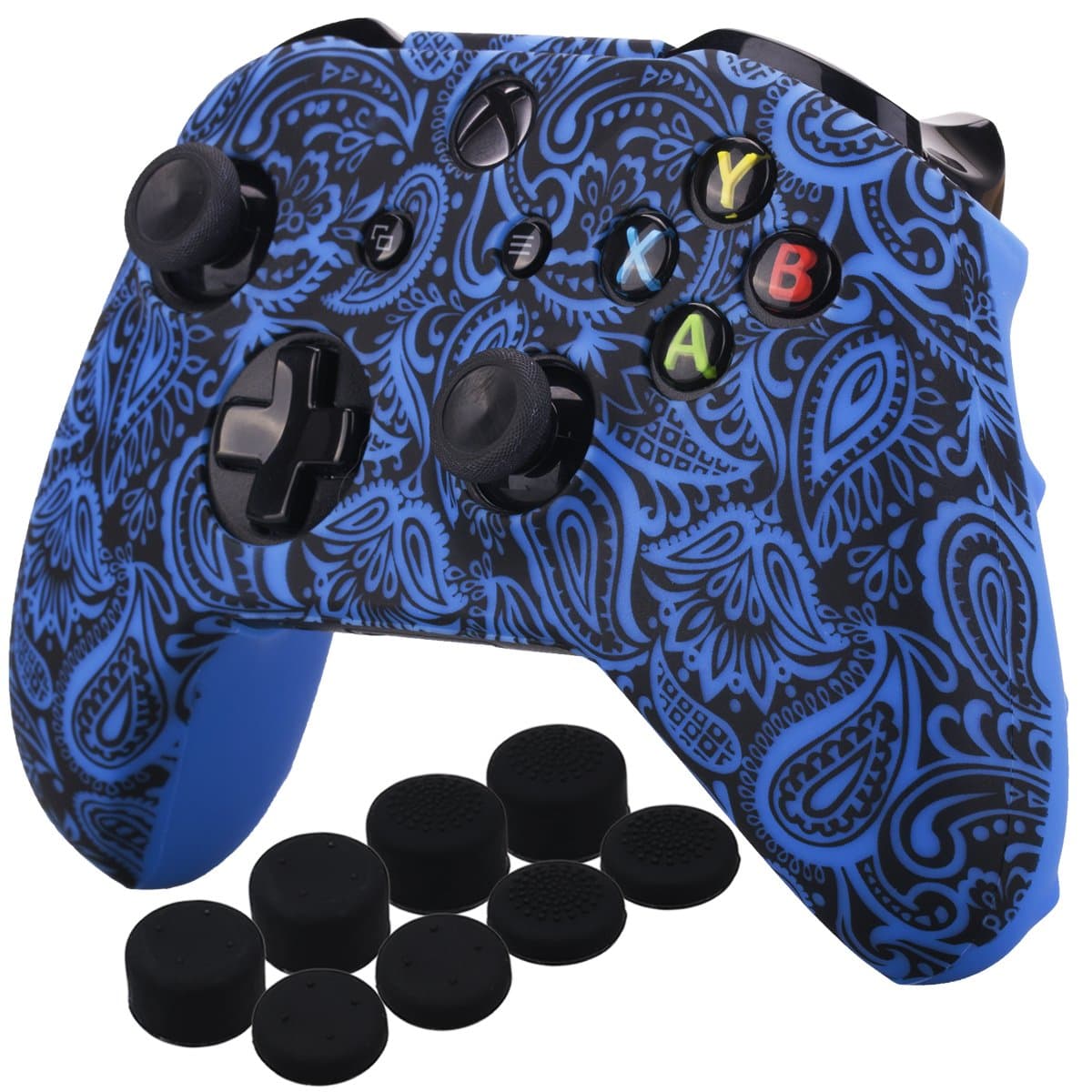 Yorha Impresión Caucho de Silicona Funda Skin Case Carcasas Piel para Xbox One S/X Mando Controller x 1 (Calavera comica) con Agarres para el Pulgar Thumb Grip Pro x 8 — view 18