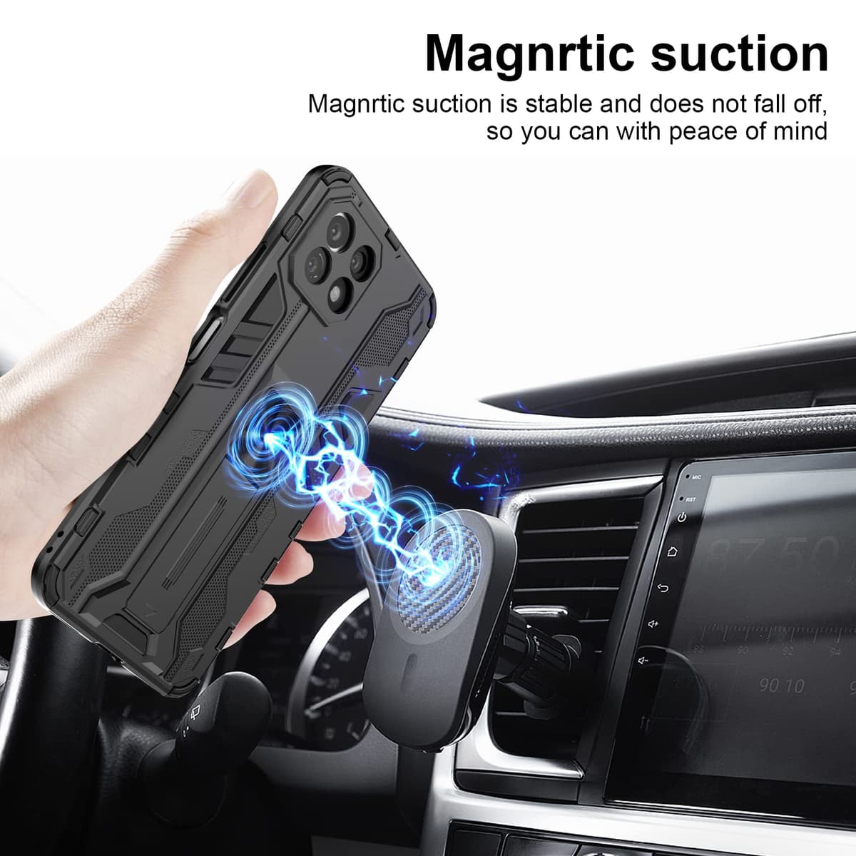 Funda para CMF Phone 2 Pro, Carcasa Antigolpes con Soporte anular metálico, Case Protectora de Grado Militar, Negro — view 1697