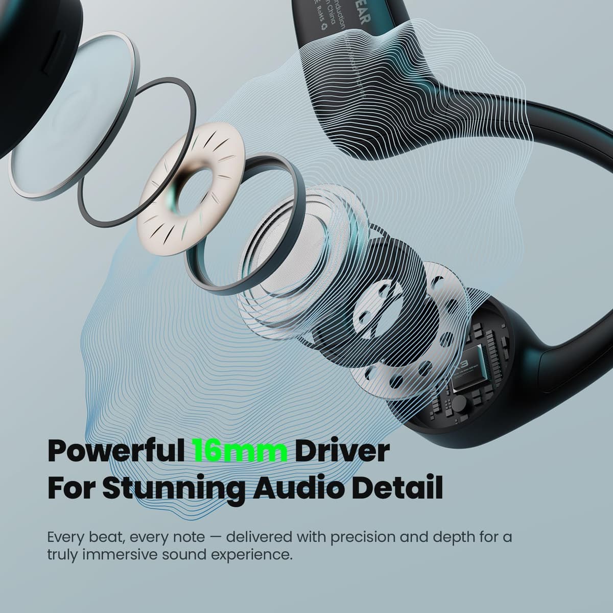 Pupabiflor Bone Conduction Headphones,Bluetooth V6.0 Bone Conduction Earbuds with ic,OpenPlaytime3766986858569787098790879 — view 2