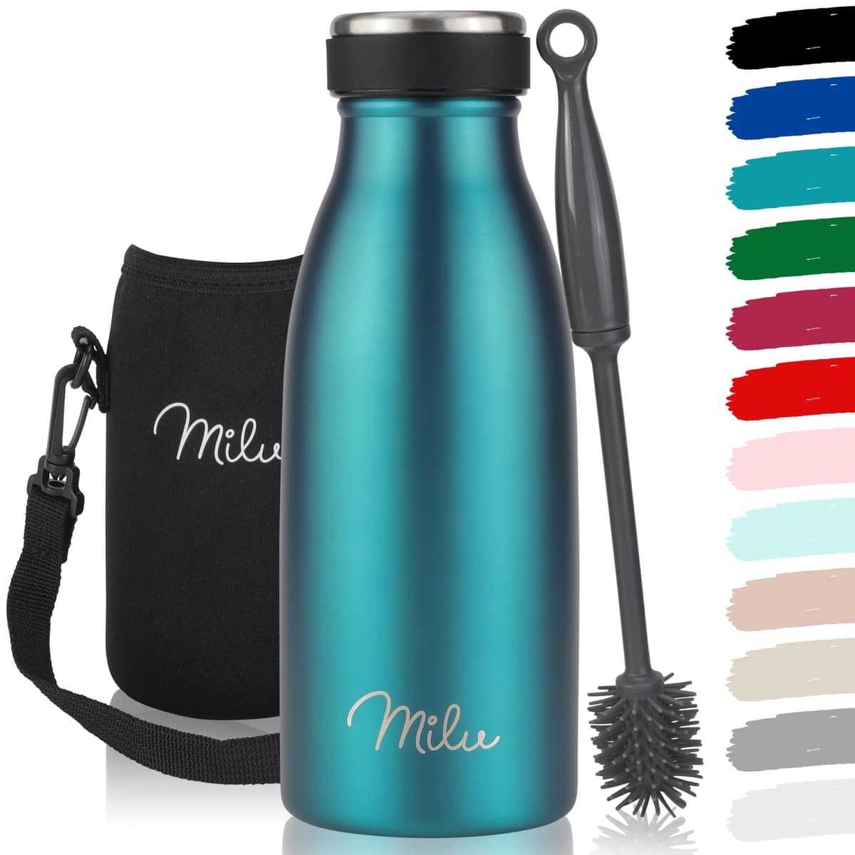 Milu Stainless Steel Drinking Bottle 1500 ml - Insulated Thermo Flask for Water - Leak Proof, Insulated and Double Walled, Carbonated (Granite Navy Blue, 1,5L) — view 50