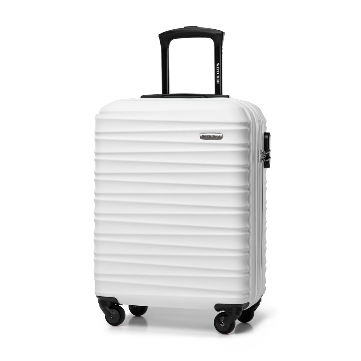 WITTCHEN Maleta Grande Trolley ABS rígido para facturación con 4 Ruedas giratorias Cerradura de combinación asa telescópica Groove Line Negro Ryanair/Vueling/Iberia/easyJet/Iberia Express — view 90