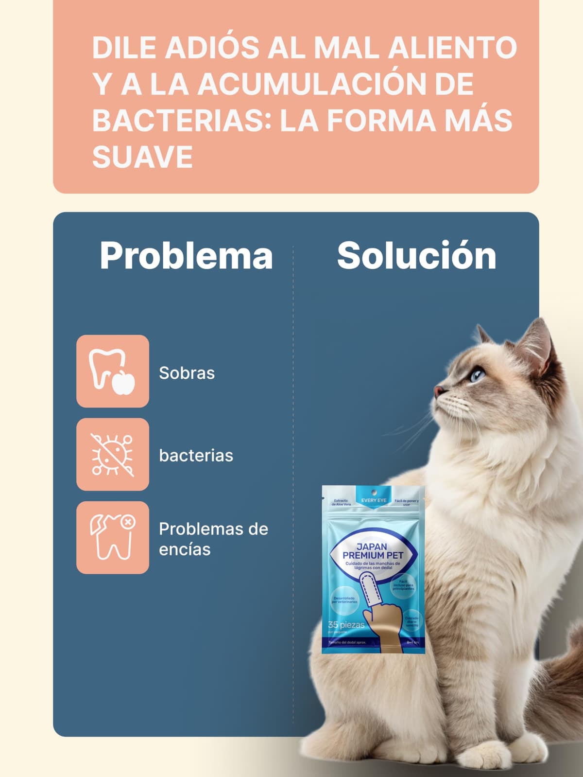 Dog Eye Wipes for Dogs and Cats | Eye Cleaner for Dogs in Finger Pads Format | Dog Eye Cleaner Thimble Type for Tear Stains | 35 Units — view 5