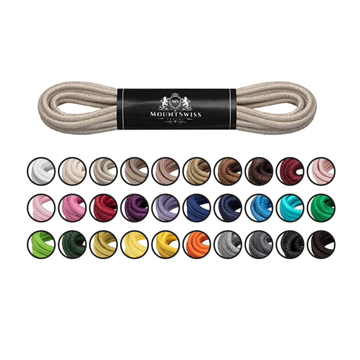 Cordones Mount Swiss© Luxury encerados y redondos para zapatos de traje y de piel, 2 - 3 mm de diámetro, 45 - 120 cm de longitud — view 16