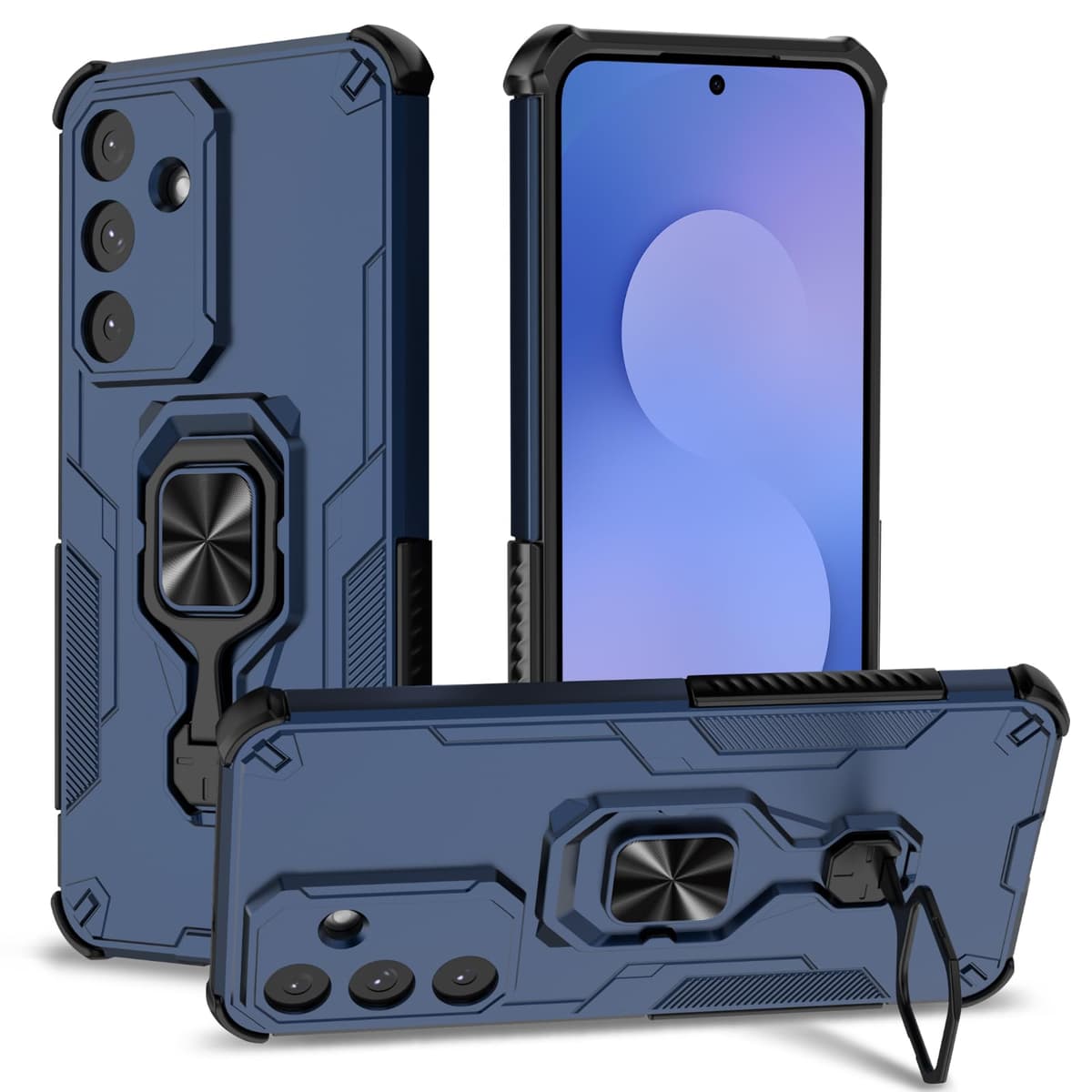 Funda para CMF Phone 2 Pro, Carcasa Antigolpes con Soporte anular metálico, Case Protectora de Grado Militar, Negro — view 820