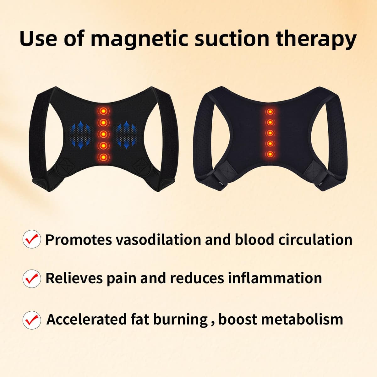 Corrector Postura Espalda Hombre Mujer con Imanes, Corrector de Espalda Cómodo y Respirable Espalda Recta de Postura para Hombro Espalda Prevención del Dolor Corrección de Postura (S-M) — view 2