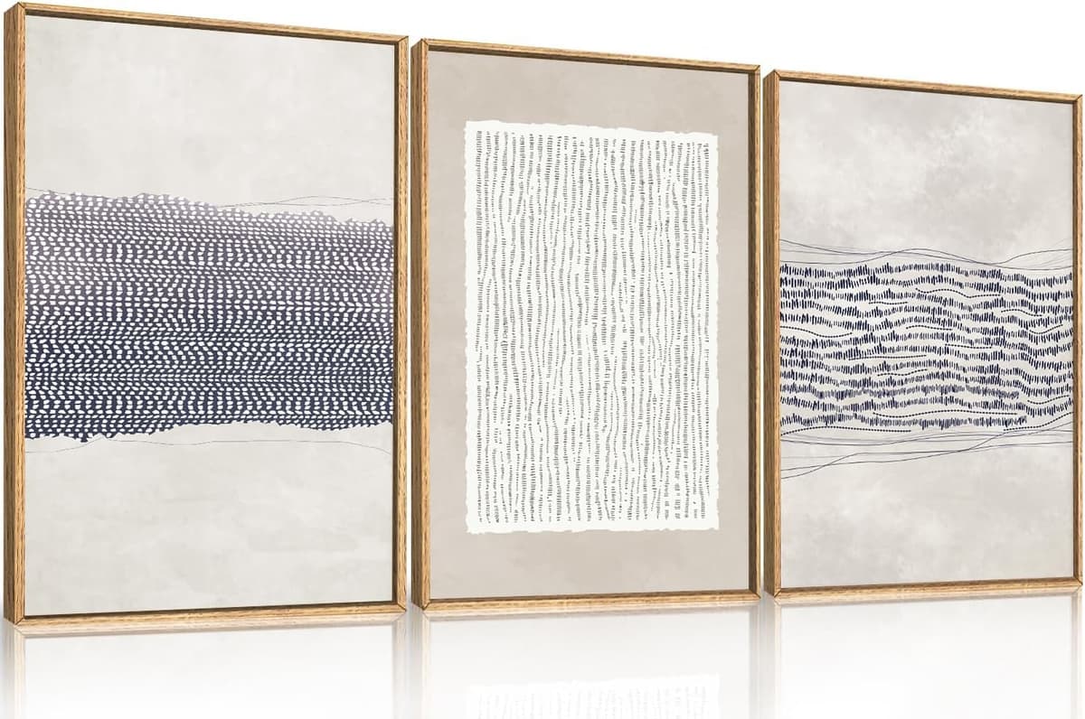 TOARTi Boho Framed Canvas Wall Art Prints, Set of 3 Mid Century Modern Wall Decor, Nature Plants Desert Sun Art Paintings, Bohemian Artwork for Living Room, Bedroom, Dining Room, Office - 12x16 x3 — view 51