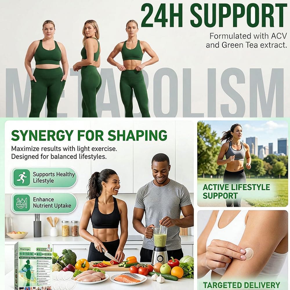 7 parches / 1 caja Moringa x Berberine Parche Avanzado de Nano Microagujas 10 en 1, Ingredientes Naturales, Fácil de Aplicar, para Hombres y Mujeres (70) — view 3