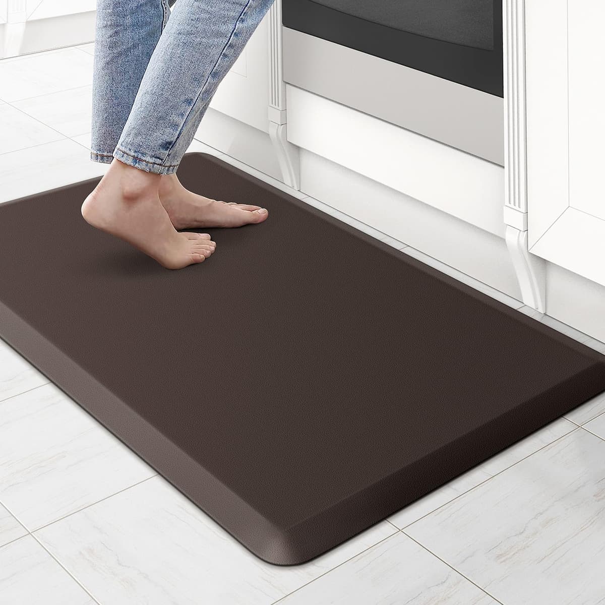 KitchenClouds Kitchen Mat Cushioned Anti Fatigue Rug 17.3"x28" Water Resistant Non Slip Standing Desk Mat Comfort Floor Mats for Kitchen House Sink Office (Khaki) — view 58