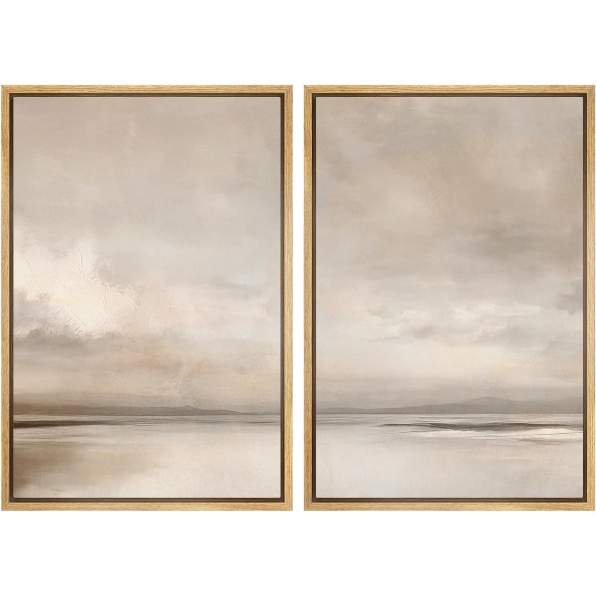 MUDECOR Framed Canvas Print Wall Art Set Watercolor Pastel Duotone Tan Landscape Abstract Shapes Illustrations Modern Art Decorative Contemporary for Living Room, Bedroom, Office - 24"x36"x2 Natural — view 55