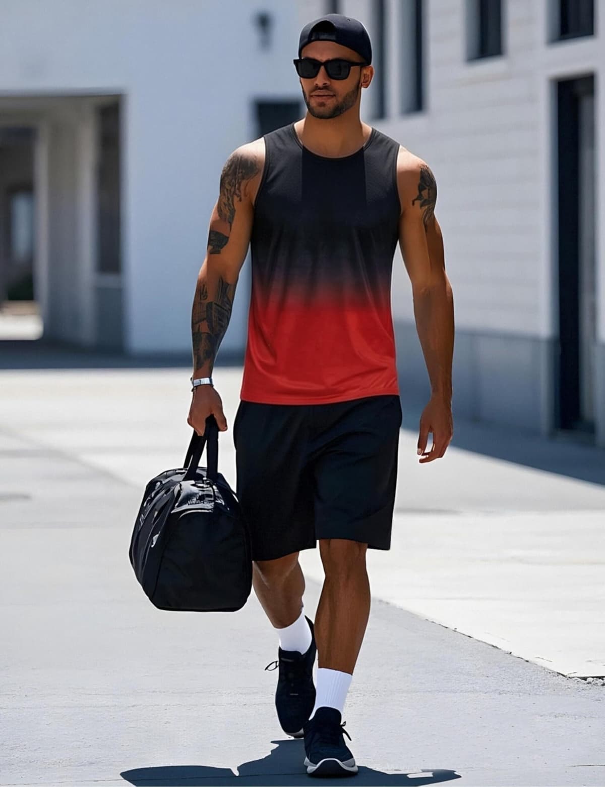 PINSPARK Camiseta de tirantes para hombre, sin mangas, camiseta de entrenamiento, verano, exterior, camiseta funcional — view 3
